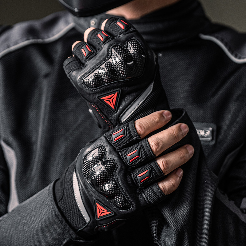 guantes de competición de moto de dedos medios